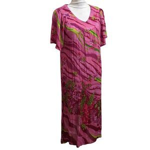 Mumu Maxi Dress Pink and Green Floral M
